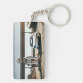 Oude Tesla elektrische auto Sleutelhanger (achterkant)