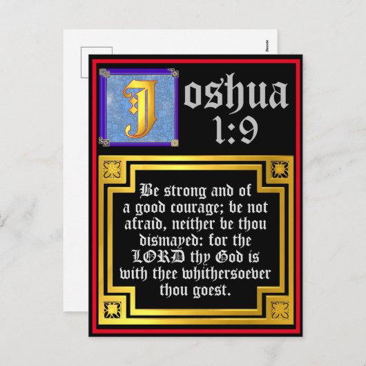 Oude Testament Joshua 1:9 Verlichte Bijbelprijsopg Feestdagenkaart (Voorkant / Achterkant)