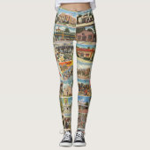 Oude Texaanse Briefkaarten Leggings (Voorkant)
