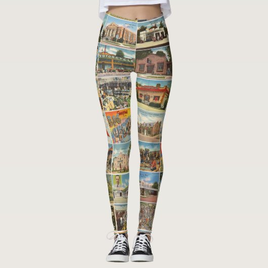 Oude Texaanse Briefkaarten Leggings (Voorkant)