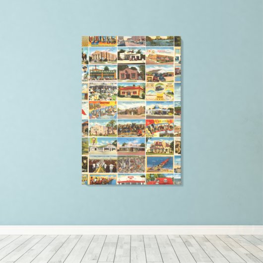 Oude Texaanse Briefkaarten Stretched Canvas Print (Insitu (Houten vloer))
