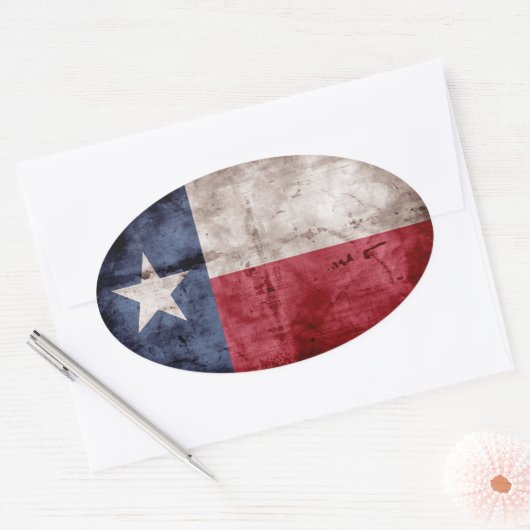 Oude Texas Flag Ovale Sticker (Envelop)