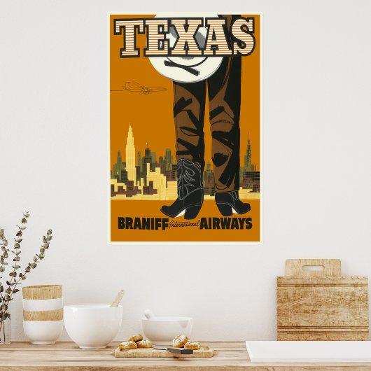 Oude Texas Reisposter Poster (Keuken)