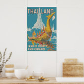 Oude Thaise Reisposterprint, Siam Tempel Poster (Keuken)