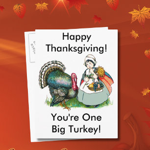 Oude Thanksgiving één grote kalkoen diner, ZSSG Feestdagenkaart