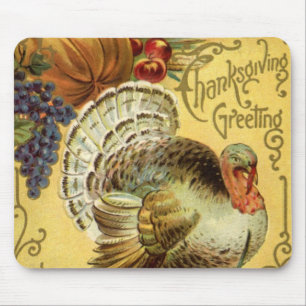 Oude Thanksgiving-groet met een kalkoen Muismat