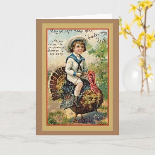 Oude Thanksgiving-groeten Kaart (Gele Bloem)