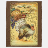 Oude Thanksgiving-groeten met kalkoen Fleece Deken (Voorkant)