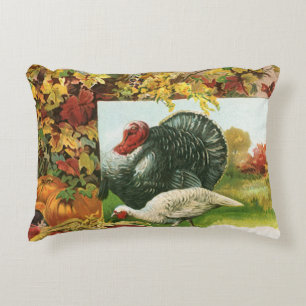 Oude Thanksgiving, wilde kalkoenen herfstkleuren Accent Kussen