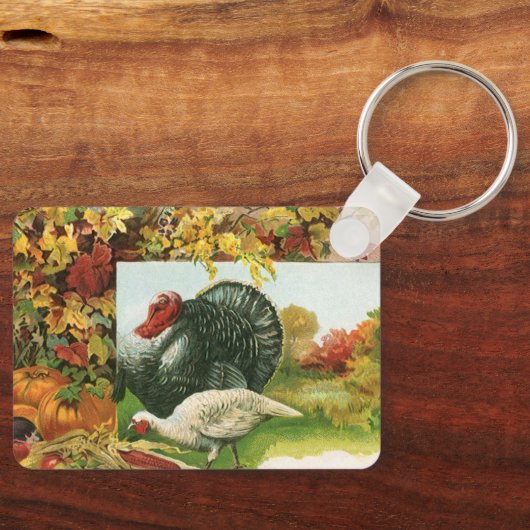 Oude Thanksgiving, wilde kalkoenen herfstkleuren Sleutelhanger (Voorkant)