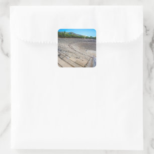 Oude theater in Epidaurus, Argolida, Griekenland Vierkante Sticker