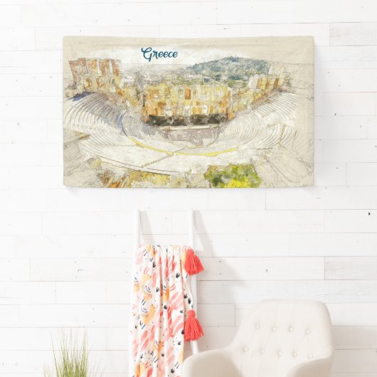 Oude theater van Athene, Griekse banner (Insitu)