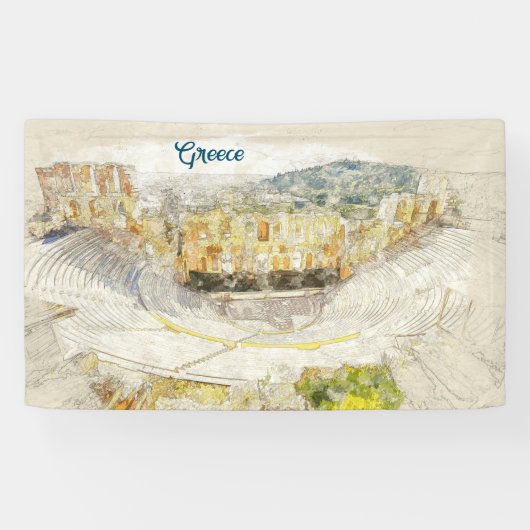 Oude theater van Athene, Griekse banner (Horizontaal)