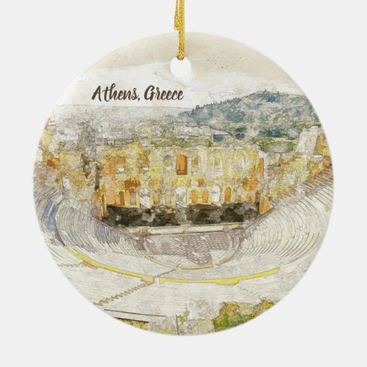 Oude theater van Herodion, Athene, Griekenland Keramisch Ornament (Achterkant)