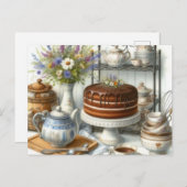 Oude theepot en cake thee tijd ansichtkaart briefkaart (Voorkant / Achterkant)