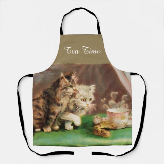 Oude theetijd katten aangepast schort (Voorkant)