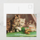 Oude theetijd katten op maat briefkaart (Voorkant / Achterkant)