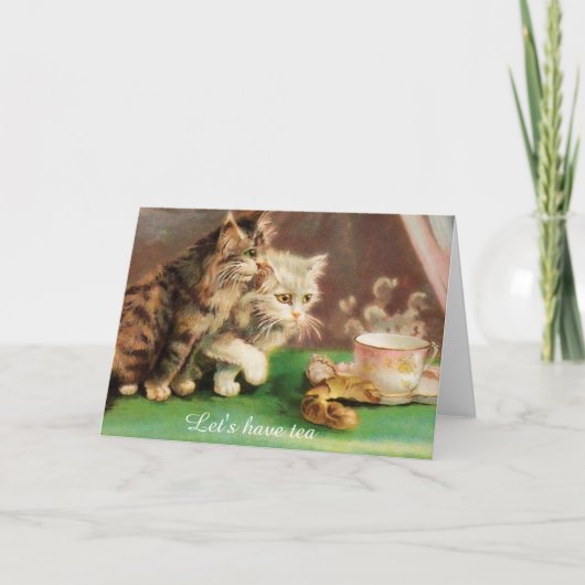 Oude theetijd katten op maat kaart (Voorkant)