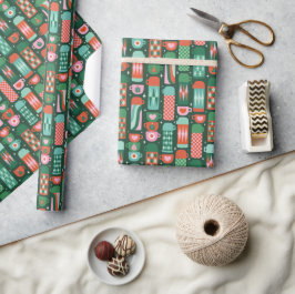 Oude thermoskannen Kerstmis Rood & Groen Cadeaupapier