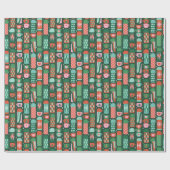 Oude thermoskannen Kerstmis Rood & Groen Cadeaupapier (Vlak)