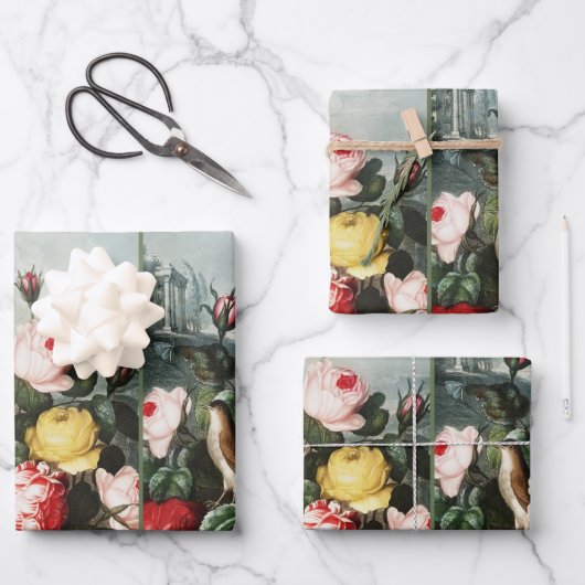 Oude Thornton Roses Vogelnest Kunst Inpakpapier Vel (Voorkant)