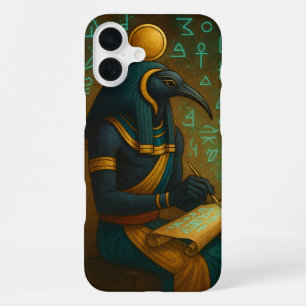 Oude Thoth Heilige Schrift Teal Goud iPhone 16 Plus Hoesje