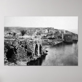 Oude Tiberia op het Zee van Galilea Poster