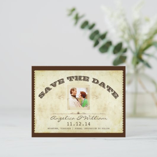 Oude ticketfoto Sla de datum briefkaarten op (Staand voorkant)