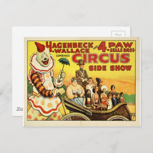 Oude tijd Circus Briefkaart (Voorkant / Achterkant)