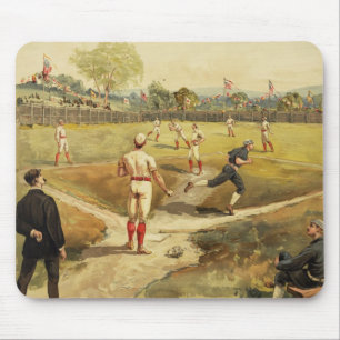 Oude tijd  honkbalspel in 1887 muismat