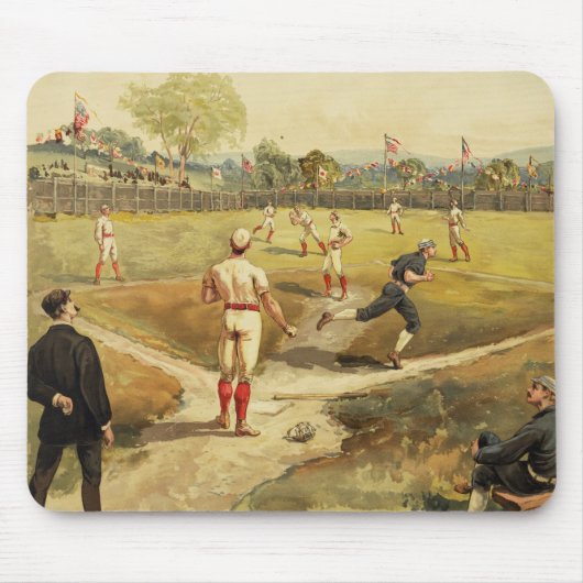 Oude tijd  honkbalspel in 1887 muismat (Voorkant)