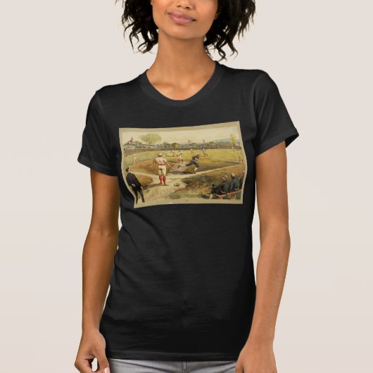 Oude tijd honkbalspel in 1887 t-shirt (Voorkant)