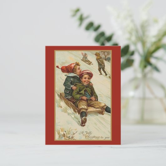  Oude Tijd met kerstfeestdag Briefkaart (Staand voorkant)