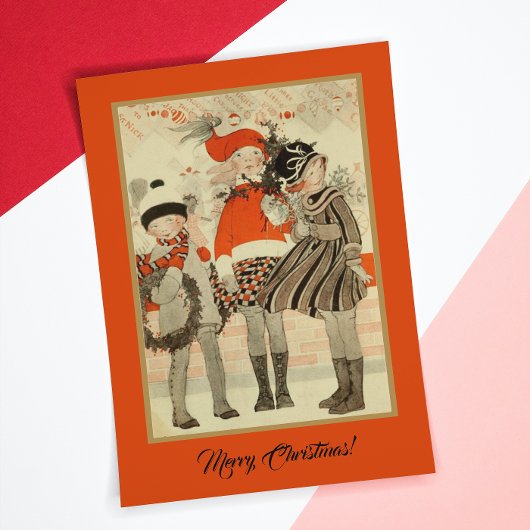  Oude Tijd met kerstwinterkinderen Briefkaart