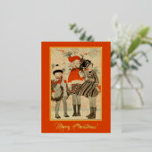  Oude Tijd met kerstwinterkinderen Folie Feestdagen Briefkaart (Staand Voorkant)