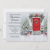 Oude tijd  rode deur met kerstmis kaart (Voorkant)