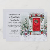 Oude tijd  rode deur met kerstmis kaart (Voorkant / Achterkant)