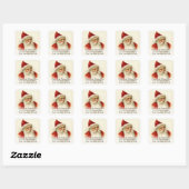 Oude tijd Santa  adreslabel Vierkante Sticker (Vel)