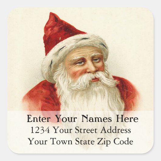 Oude tijd Santa  adreslabel Vierkante Sticker (Voorkant)