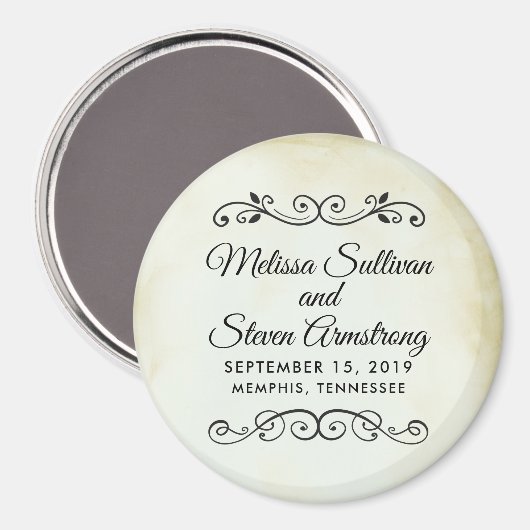 oude-tijd Westerne bruiloft Save the Date Magneet (Voorkant / Achterkant)