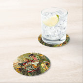 Oude tijd Zanger Naaimachine Moeder en Dochter Ronde Kartonnen Onderzetter (Insitu)