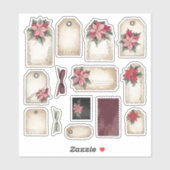 Oude Tijdelijke Poinsettia Kerststickersheet Sticker (Vel)