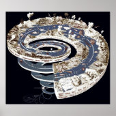 Oude tijdspiraal in zwart poster (Voorkant)
