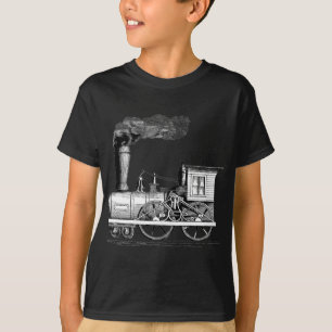 Oude tijdstoamlocomotief t-shirt