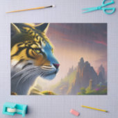 Oude tijger onderzoekt zijn koninkrijk-paars bloem tissuepapier (Craft)