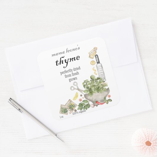 Oude Tijm Potflessen Vierkante Sticker (Envelop)