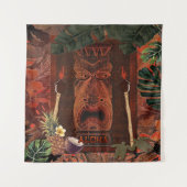 Oude Tiki Aloha Hawaiiaanse Luau-feestachtergrond Wandkleed (Voorkant)