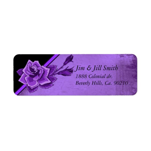 Oude TIme Paarse Roos Floral set Etiket (Voorkant)