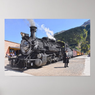 Oude timer bij de halte van Silverton, Colorado Poster
