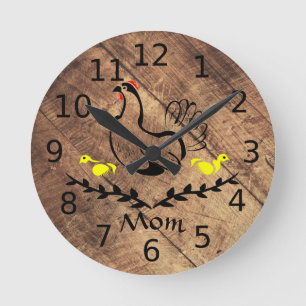 Oude Timer Moeder Hen Line Art Ronde Klok